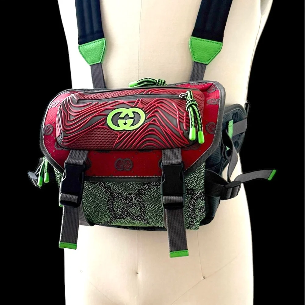 Gucci GG Nylon Backpack 721100 red‎ and green